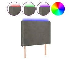 Galvūgalis su LED, tamsiai pilkas, 103x16x118/128cm, aksomas