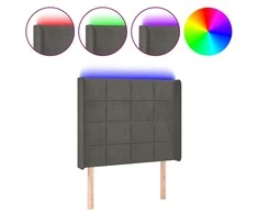 Galvūgalis su LED, tamsiai pilkas, 103x16x118/128cm, aksomas