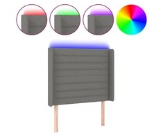 Galvūgalis su LED, tamsiai pilkas, 103x16x118/128cm, audinys