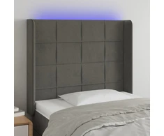 Galvūgalis su LED, tamsiai pilkas, 103x16x118/128cm, aksomas