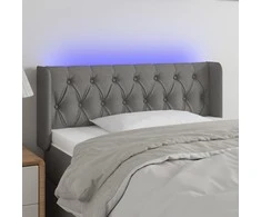 Galvūgalis su LED, tamsiai pilkas, 103x16x78/88cm, audinys