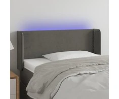 Galvūgalis su LED, tamsiai pilkas, 103x16x78/88cm, aksomas
