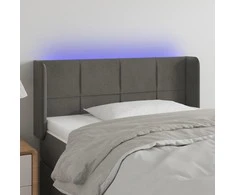Galvūgalis su LED, tamsiai pilkas, 103x16x78/88cm, aksomas