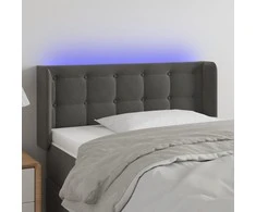 Galvūgalis su LED, tamsiai pilkas, 103x16x78/88cm, aksomas