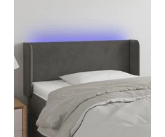 Galvūgalis su LED, tamsiai pilkas, 103x16x78/88cm, aksomas