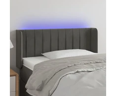 Galvūgalis su LED, tamsiai pilkas, 103x16x78/88cm, aksomas