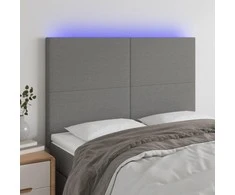 Galvūgalis su LED, tamsiai pilkas, 144x5x118/128cm, audinys