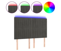 Galvūgalis su LED, tamsiai pilkas, 144x5x118/128cm, aksomas