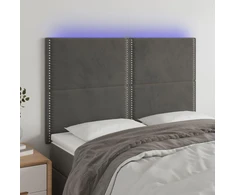Galvūgalis su LED, tamsiai pilkas, 144x5x118/128cm, aksomas