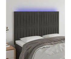 Galvūgalis su LED, tamsiai pilkas, 144x5x118/128cm, aksomas