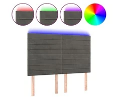 Galvūgalis su LED, tamsiai pilkas, 144x5x118/128cm, aksomas