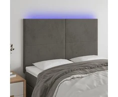 Galvūgalis su LED, tamsiai pilkas, 144x5x118/128cm, aksomas