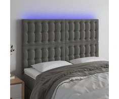 Galvūgalis su LED, tamsiai pilkas, 144x5x118/128cm, aksomas