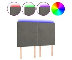 Galvūgalis su LED, tamsiai pilkas, 144x5x118/128cm, aksomas