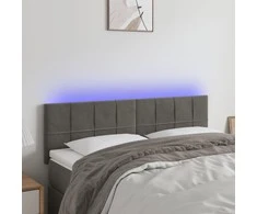 Galvūgalis su LED, tamsiai pilkas, 144x5x78/88cm, aksomas