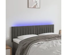 Galvūgalis su LED, tamsiai pilkas, 144x5x78/88cm, aksomas
