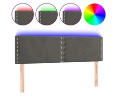 Galvūgalis su LED, tamsiai pilkas, 144x5x78/88cm, aksomas
