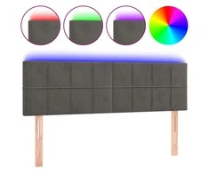 Galvūgalis su LED, tamsiai pilkas, 144x5x78/88cm, aksomas