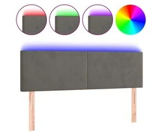 Galvūgalis su LED, tamsiai pilkas, 144x5x78/88cm, aksomas