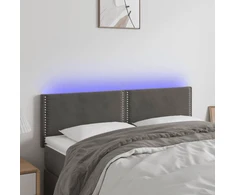 Galvūgalis su LED, tamsiai pilkas, 144x5x78/88cm, aksomas