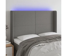 Galvūgalis su LED, tamsiai pilkas, 147x16x118/128cm, audinys