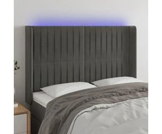 Galvūgalis su LED, tamsiai pilkas, 147x16x118/128cm, aksomas