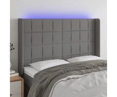 Galvūgalis su LED, tamsiai pilkas, 147x16x118/128cm, audinys