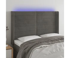 Galvūgalis su LED, tamsiai pilkas, 147x16x118/128cm, aksomas