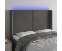 Galvūgalis su LED, tamsiai pilkas, 147x16x118/128cm, aksomas