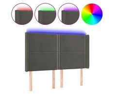 Galvūgalis su LED, tamsiai pilkas, 147x16x118/128cm, aksomas
