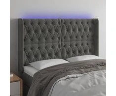 Galvūgalis su LED, tamsiai pilkas, 147x16x118/128cm, aksomas