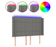 Galvūgalis su LED, tamsiai pilkas, 147x16x118/128cm, audinys