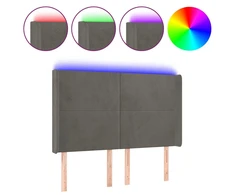 Galvūgalis su LED, tamsiai pilkas, 147x16x118/128cm, aksomas