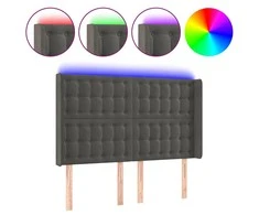 Galvūgalis su LED, tamsiai pilkas, 147x16x118/128cm, aksomas