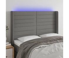Galvūgalis su LED, tamsiai pilkas, 147x16x118/128cm, audinys