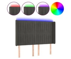 Galvūgalis su LED, tamsiai pilkas, 147x16x118/128cm, aksomas