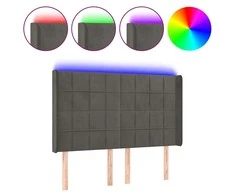 Galvūgalis su LED, tamsiai pilkas, 147x16x118/128cm, aksomas