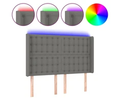 Galvūgalis su LED, tamsiai pilkas, 147x16x118/128cm, audinys