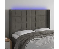 Galvūgalis su LED, tamsiai pilkas, 147x16x118/128cm, aksomas