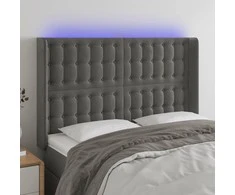 Galvūgalis su LED, tamsiai pilkas, 147x16x118/128cm, aksomas