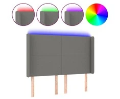 Galvūgalis su LED, tamsiai pilkas, 147x16x118/128cm, audinys