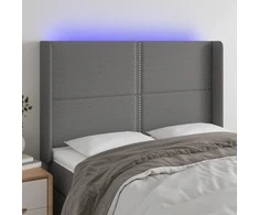 Galvūgalis su LED, tamsiai pilkas, 147x16x118/128cm, audinys