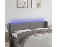 Galvūgalis su LED, tamsiai pilkas, 147x16x78/88cm, audinys