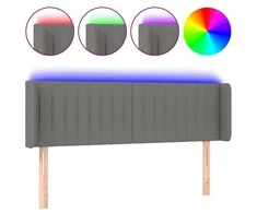 Galvūgalis su LED, tamsiai pilkas, 147x16x78/88cm, audinys