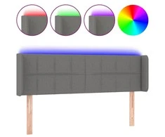 Galvūgalis su LED, tamsiai pilkas, 147x16x78/88cm, audinys
