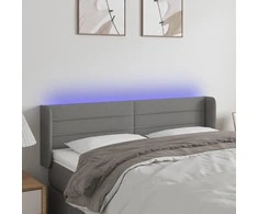 Galvūgalis su LED, tamsiai pilkas, 147x16x78/88cm, audinys
