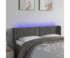 Galvūgalis su LED, tamsiai pilkas, 147x16x78/88cm, aksomas