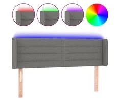 Galvūgalis su LED, tamsiai pilkas, 147x16x78/88cm, audinys