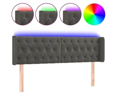 Galvūgalis su LED, tamsiai pilkas, 147x16x78/88cm, aksomas