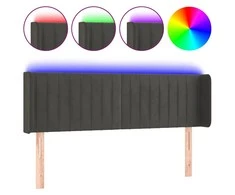Galvūgalis su LED, tamsiai pilkas, 147x16x78/88cm, aksomas